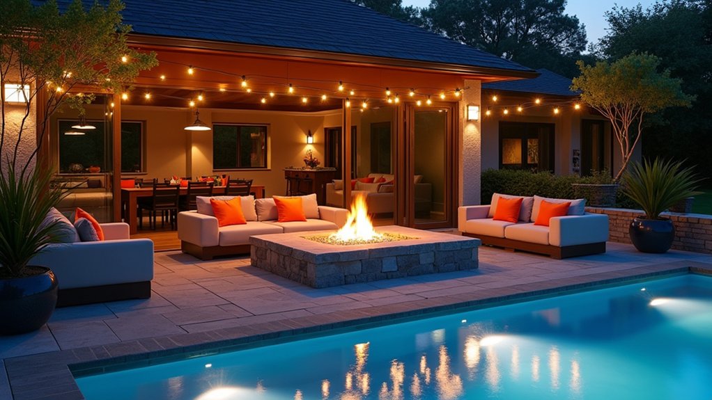 19 Fun Pool Deck Decorating Ideas to Add Personality to Your Space cozy evening pool ambiance