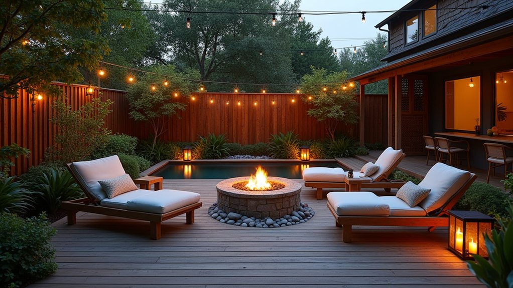 23 Creative Above Ground Pool Deck Small Yard Solutions That Work cozy evening pool retreat