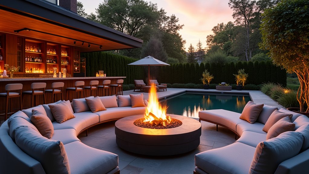 21 Fun Pool Deck With Bar Ideas That Bring the Party Outdoors cozy evenings by fire