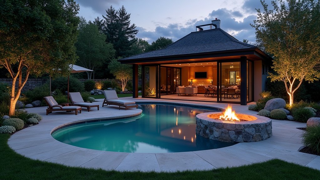 20 Round Pool Design Ideas for a Soft, Inviting Look cozy evenings by firepit