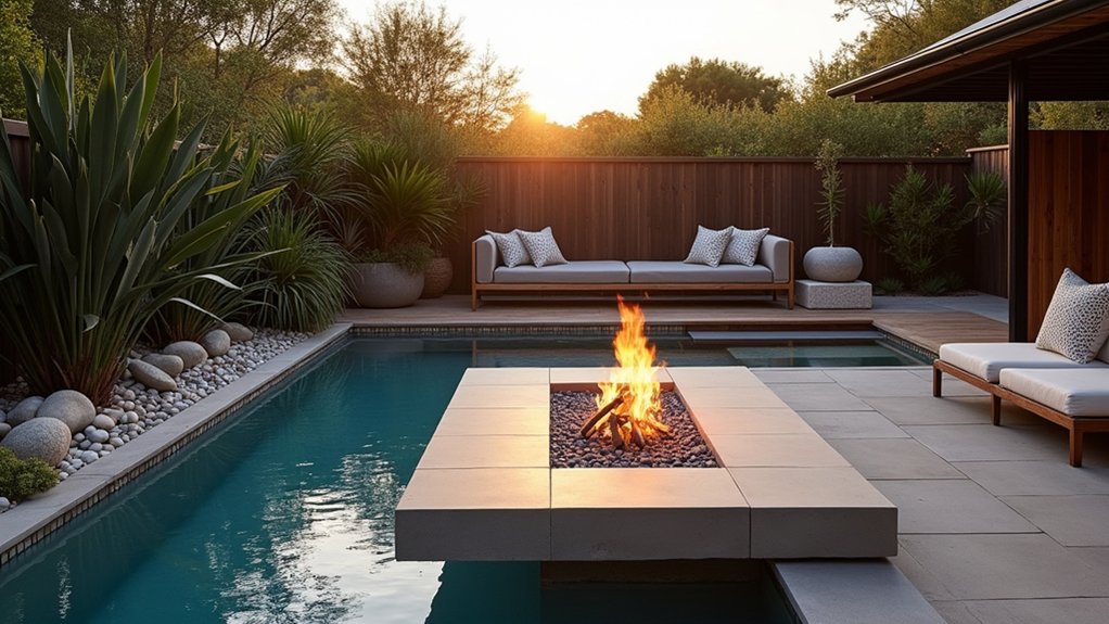 20 Breezy Australian Pool Landscaping Ideas for Laid-Back Vibes cozy fire pit gatherings