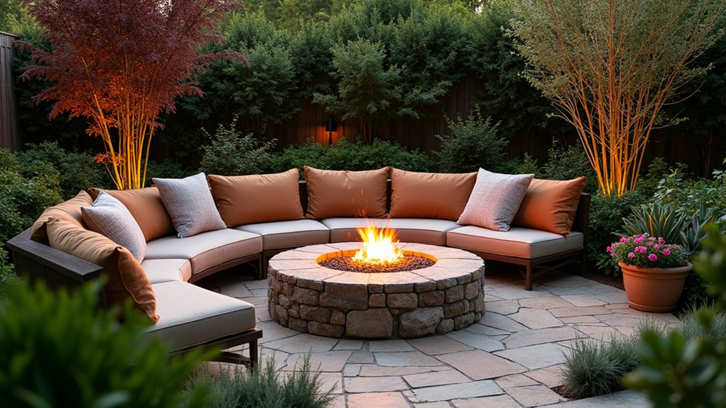 18 Bold Texas Pool Landscaping Ideas That Make a Statement cozy fire pit retreat