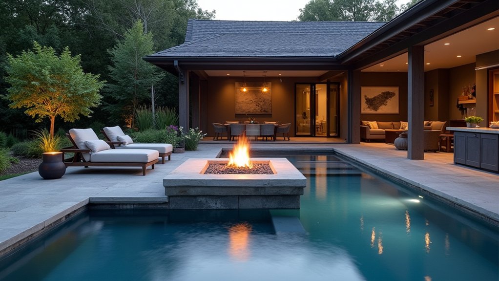 23 Fresh Pool Deck Renovation Ideas That Completely Transform Your Yard cozy fireside pool retreat
