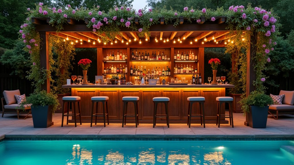 18 Pool Ideas With Bar Features for the Perfect Party Setup cozy garden bar retreat