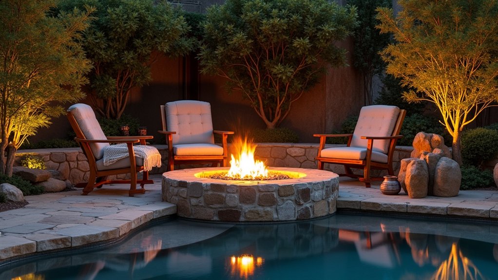 15 Rustic Pool Design Ideas That Feel Warm and Inviting cozy gatherings by firepit