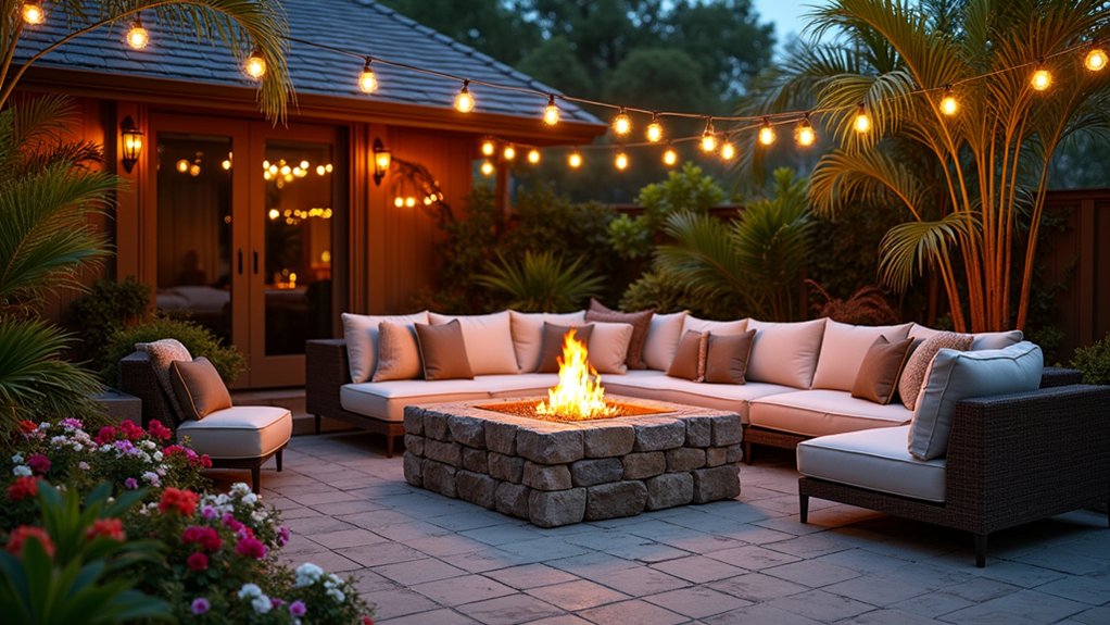 cozy l shaped fire pit