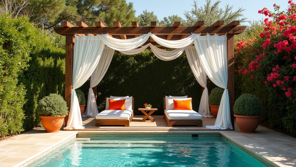 cozy mediterranean poolside lounges