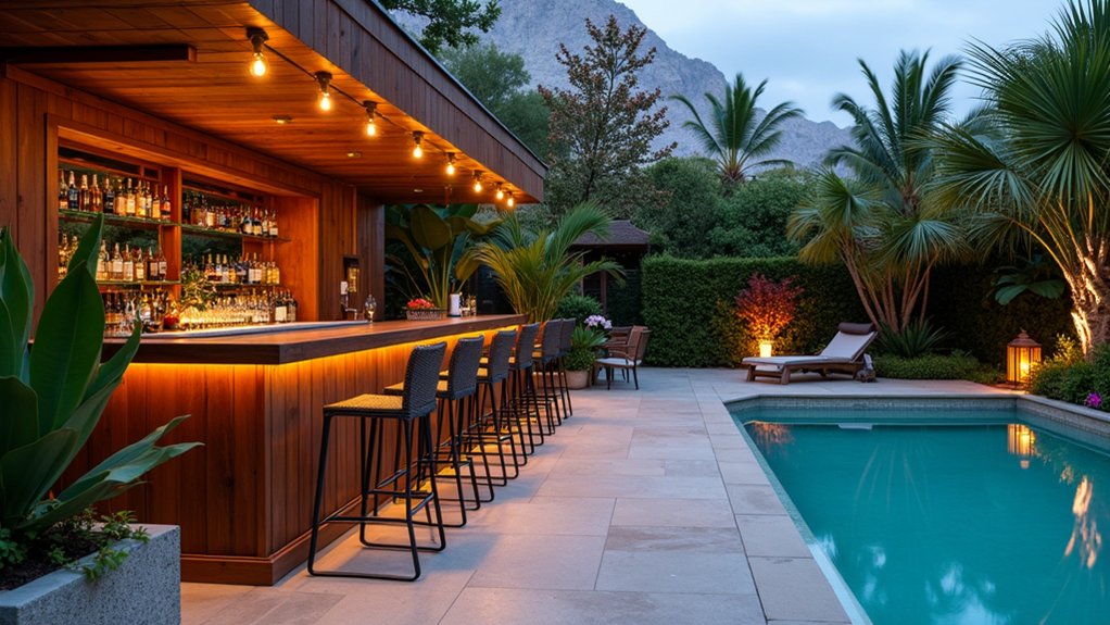 20 Clever Backyard Above Ground Pool Landscape Ideas That Work in Any Yard cozy poolside bar retreat
