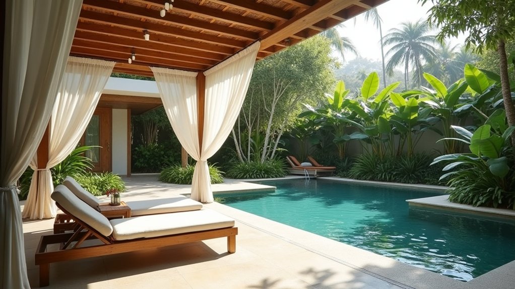 20 Residential Pool Design Ideas for Everyday Elegance cozy poolside cabana retreat