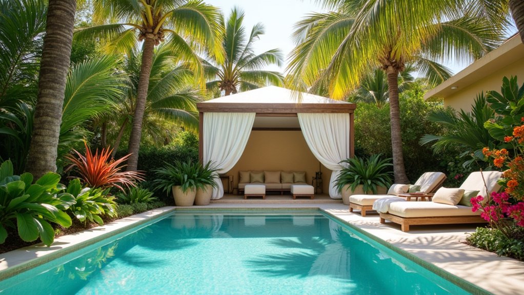 23 Tropical Pool Design Ideas to Escape to Island Vibes cozy retreat tropical elegance