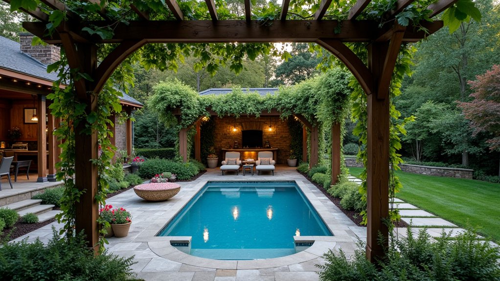 18 Stylish Above Ground Pool Landscaping Designs That Impress Instantly cozy romantic backyard oasis