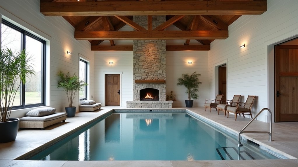 23 Indoor Pool Design Ideas for Year-Round Enjoyment cozy rustic elegance retreat