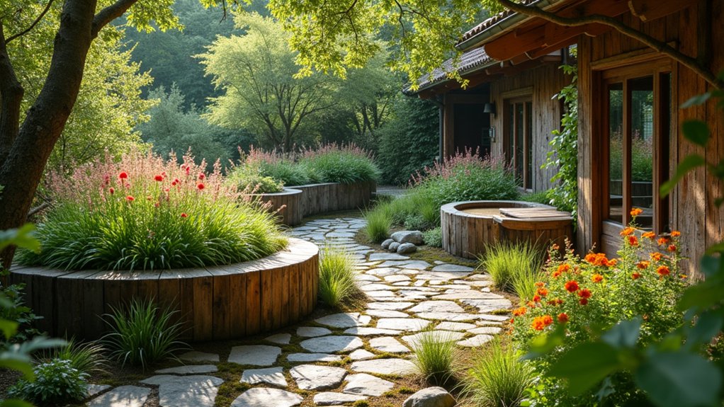 18 Creative Oval Above Ground Landscaping Ideas That Break the Mold cozy rustic outdoor sanctuary