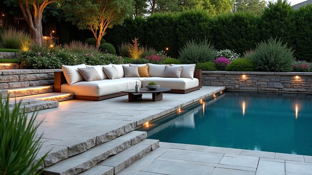 23 Fresh Pool Deck Renovation Ideas That Completely Transform Your Yard cozy sunken lounge oasis
