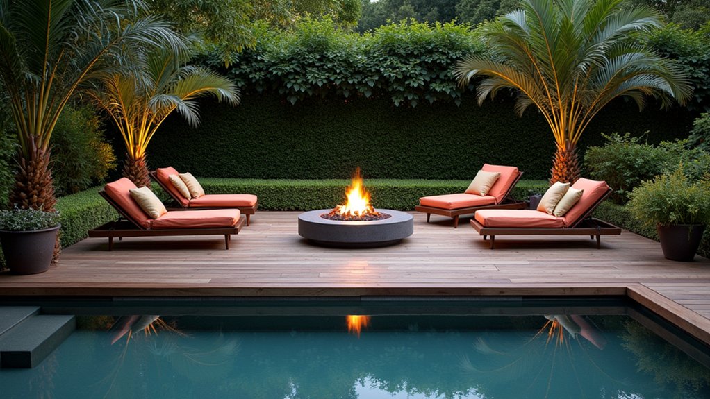 19 Stylish Above Ground Pool Deck Ideas That Elevate Your Backyard Look cozy sunken lounge oasis