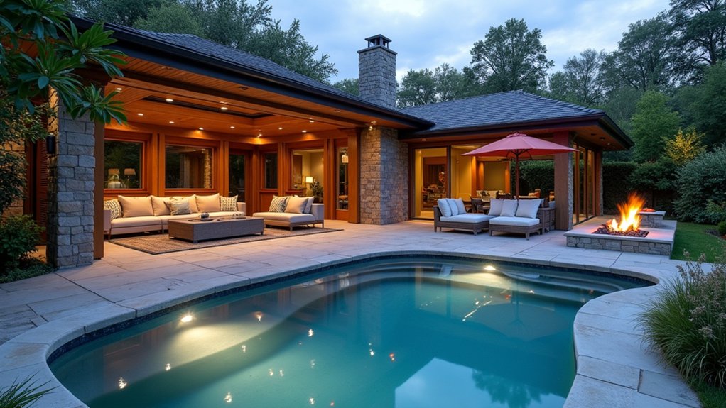 23 Seamless Pool Deck Extension Ideas for a Bigger Backyard Feel cozy sunken lounge retreat