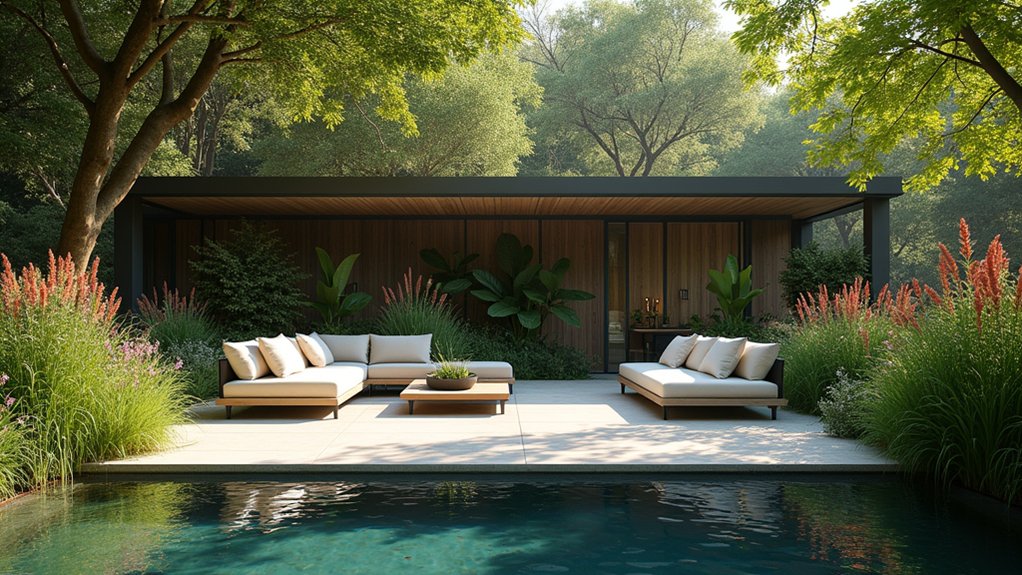 20 Smart Pool Landscaping for Privacy That Still Looks Great cozy sunken seating oasis