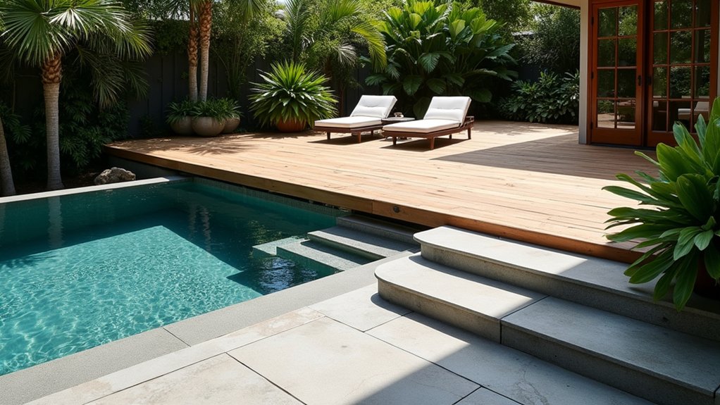 23 Striking Modern Pool Deck Ideas for a Sleek Backyard Finish creative poolside deck designs