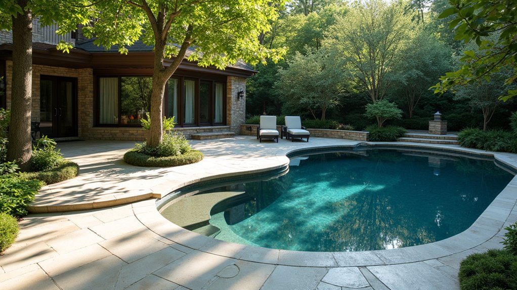 23 Seamless Pool Deck Extension Ideas for a Bigger Backyard Feel curved edges enhance tranquility