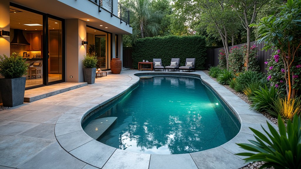 15 Clever Pool Ideas for Small Yards That Maximize Space curved pools for challenging spaces