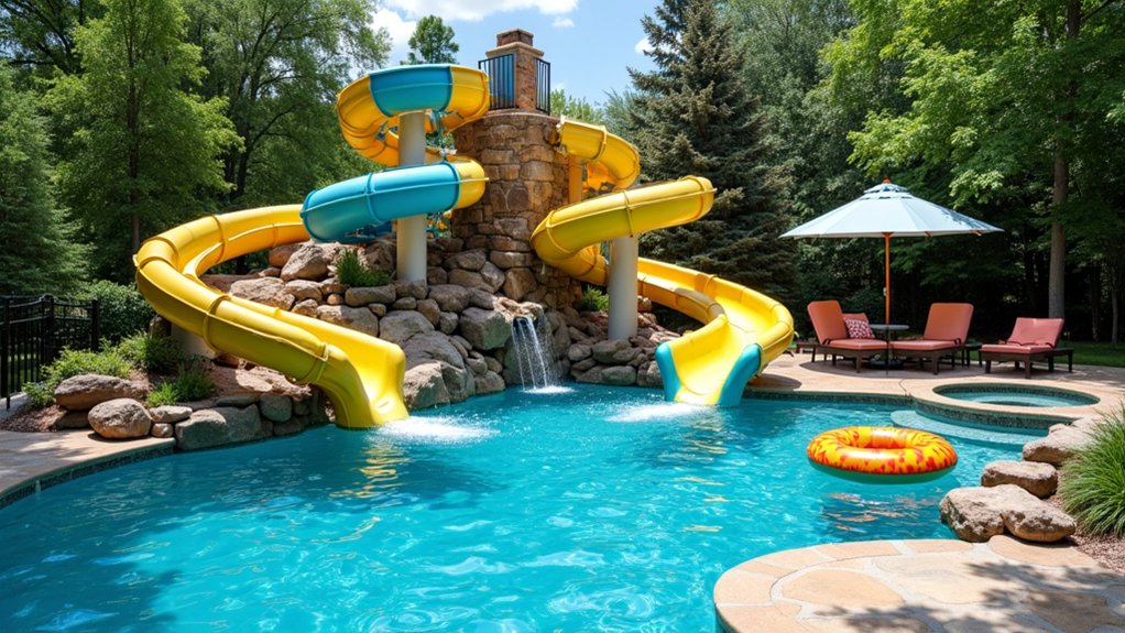 23 Pool Design Ideas With Kids Area Concepts for Family Fun customizable backyard water slides