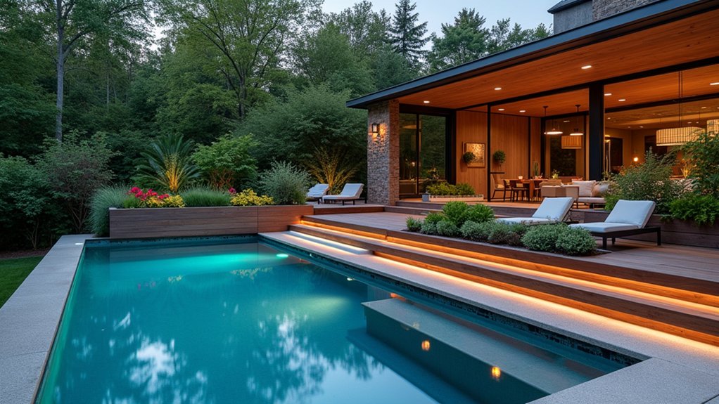 21 Smart Above Ground Pool Deck Ideas Attached to House Designs That Flow deck with integrated planters