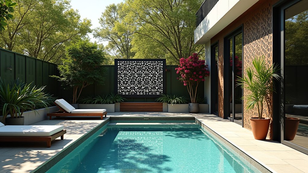 23 Fresh Pool Deck Renovation Ideas That Completely Transform Your Yard decorative privacy screens enhance elegance