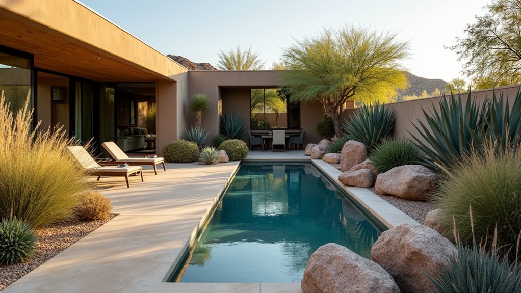 15 Stunning Pool Landscaping Backyard Looks You’ll Want to Copy desert inspired low maintenance landscaping