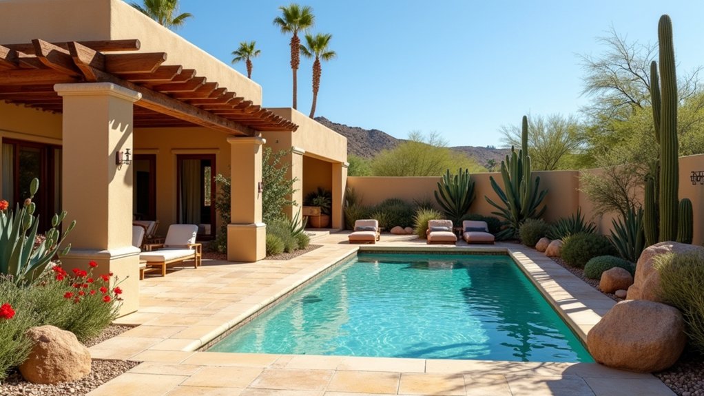 18 Stunning Backyard Pool Ideas to Transform Your Outdoor Space desert oasis with tranquility