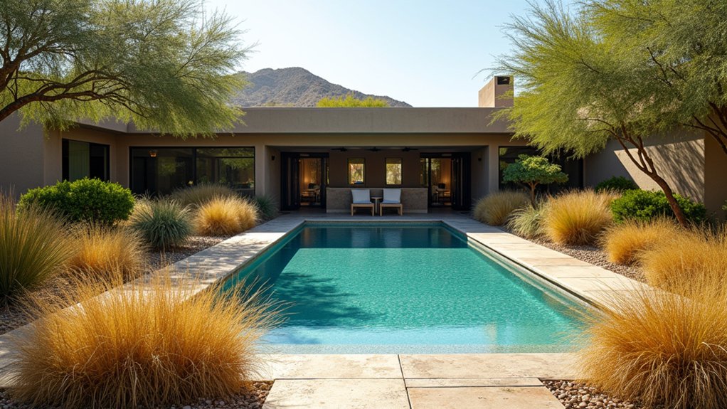 15 Drought-Smart Arizona Pool Landscaping Ideas That Still Shine drought resistant grasses for elegance