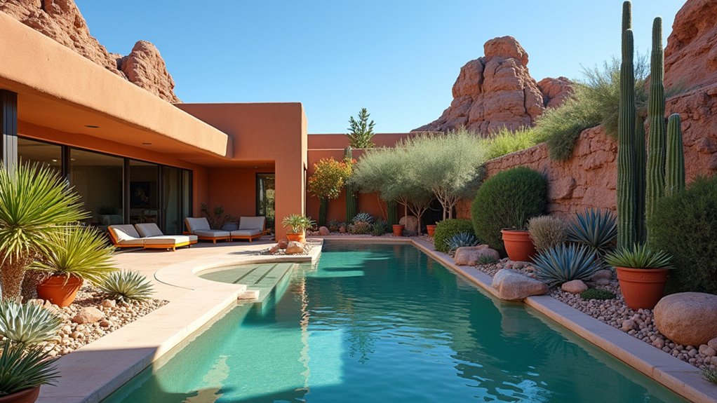 15 Drought-Smart Arizona Pool Landscaping Ideas That Still Shine drought smart succulent pool landscaping