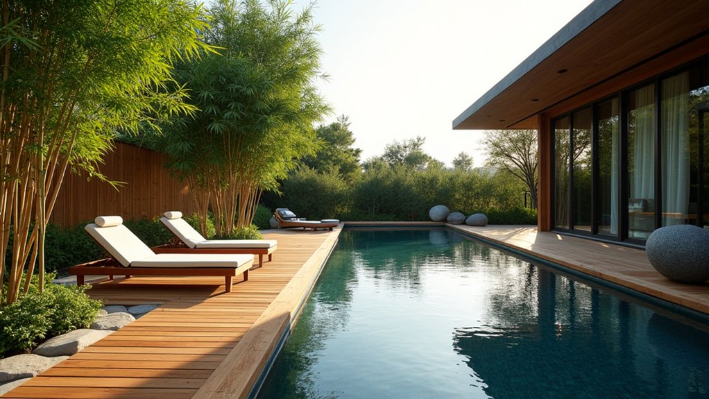 23 Serene Zen Pool Deck Ideas for a Tranquil Outdoor Retreat durable stylish teak wood