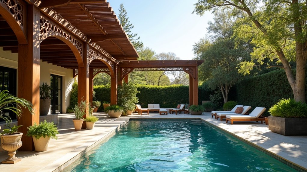 17 Elegant Pool Deck Pergola Designs That Add Structure and Shade dynamic multi level pergola design