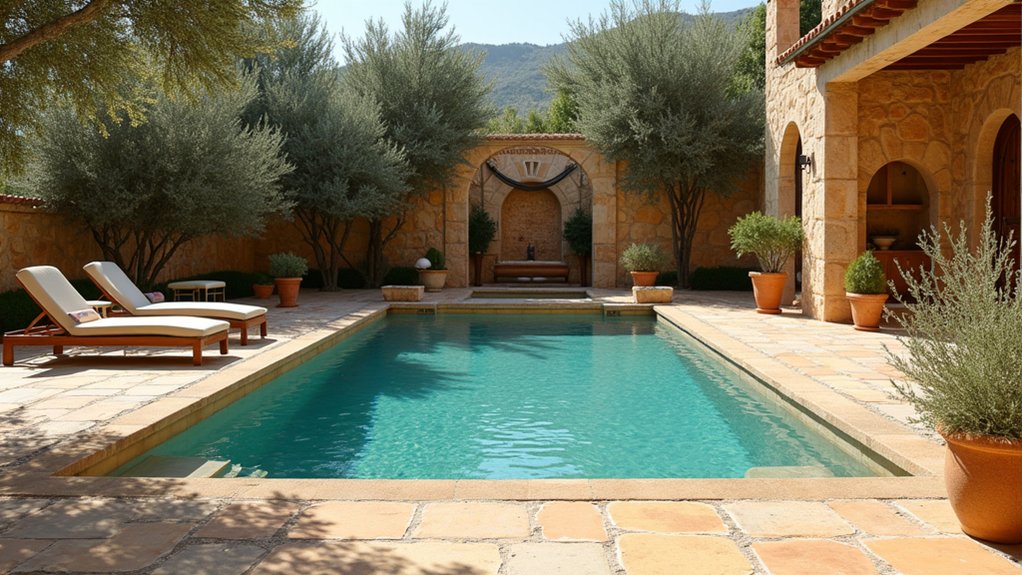 18 Mediterranean Pool Design Ideas for Timeless Style earthy mediterranean color palette