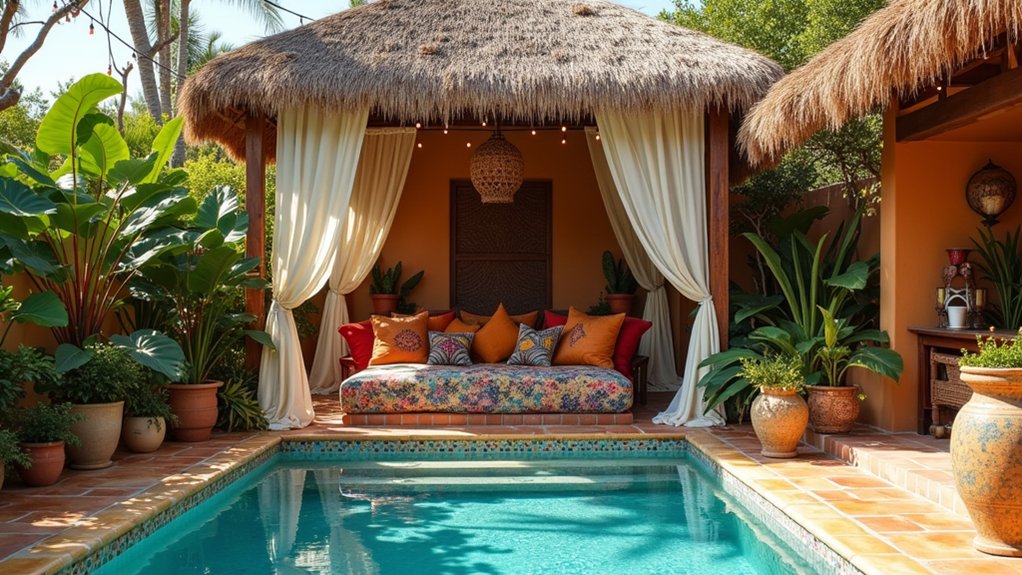 19 Charming Pool Deck With Gazebo Ideas for a Backyard Escape eclectic elegance and serenity