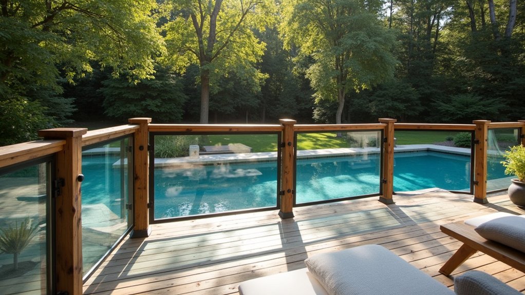 21 Safe and Stylish Pool Deck Railing Ideas to Frame Your View eclectic mixed material railings