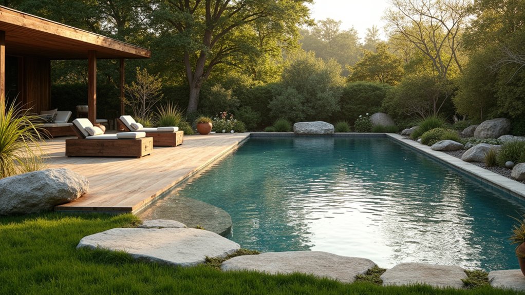 18 Sleek Pool Landscaping With Deck Ideas That Add Seamless Style eco friendly outdoor materials selection
