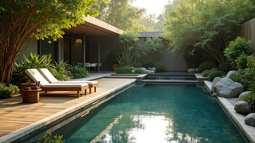 23 Serene Zen Pool Deck Ideas for a Tranquil Outdoor Retreat eco friendly pool deck materials