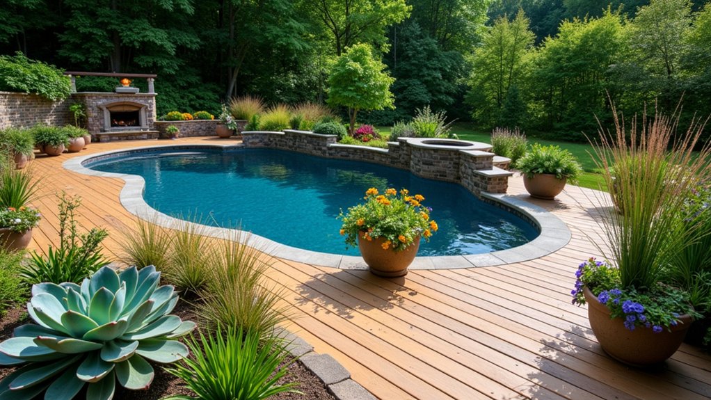 17 Clever DIY Pool Deck Above Ground on a Budget Projects That Work eco friendly poolside landscaping options