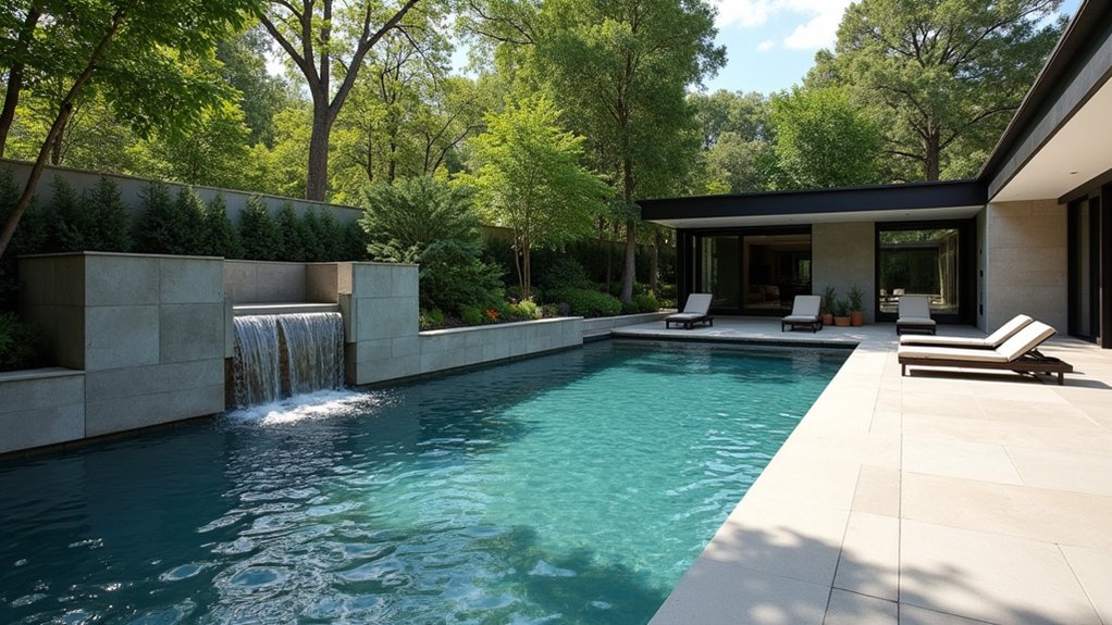 18 Rectangular Pool Design Ideas That Are Clean and Classic elegant cascading water feature