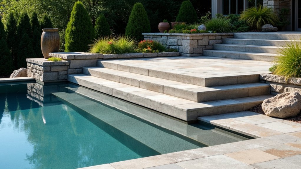 19 Durable Pool Deck Concrete Ideas That Are Built to Last elegant concrete pool access