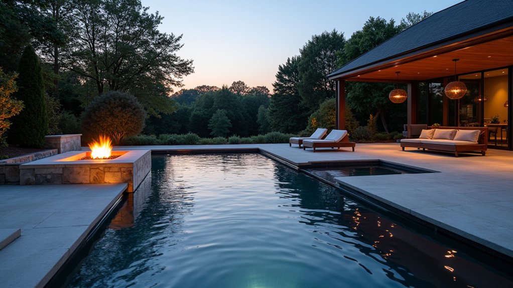 15 Sleek Modern Pool Ideas to Elevate Your Backyard Design elegant fire and water