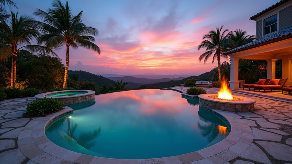 23 Creative Pool Landscaping Inspiration Ideas to Spark Your Vision elegant fire and water