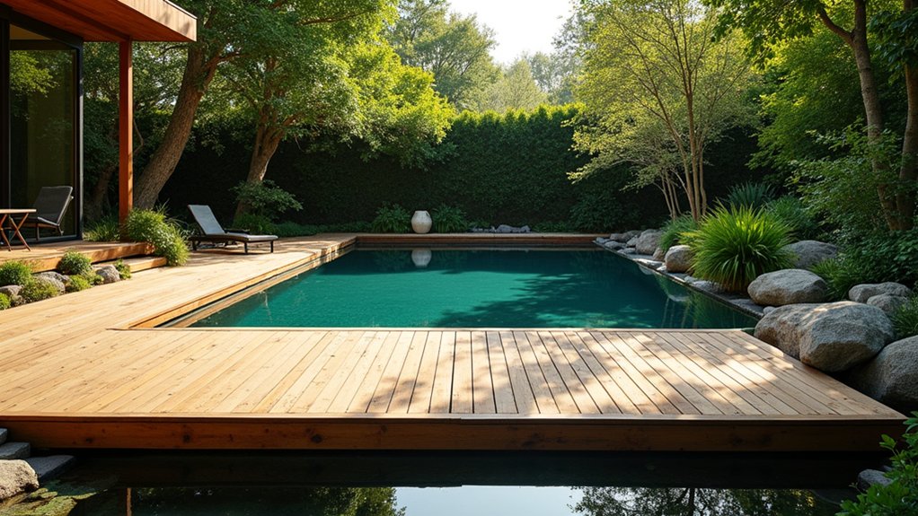 18 Natural Pool Ideas That Blend Seamlessly With Nature elegant floating deck oasis