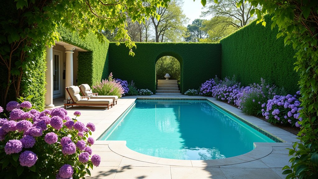 20 Vibrant Pool Landscaping With Flowers to Add Color and Charm elegant flowering shrubs oasis