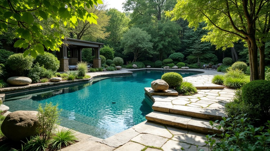 23 Natural Pool Design Ideas That Feel Earthy and Serene elegant garden terrace oasis