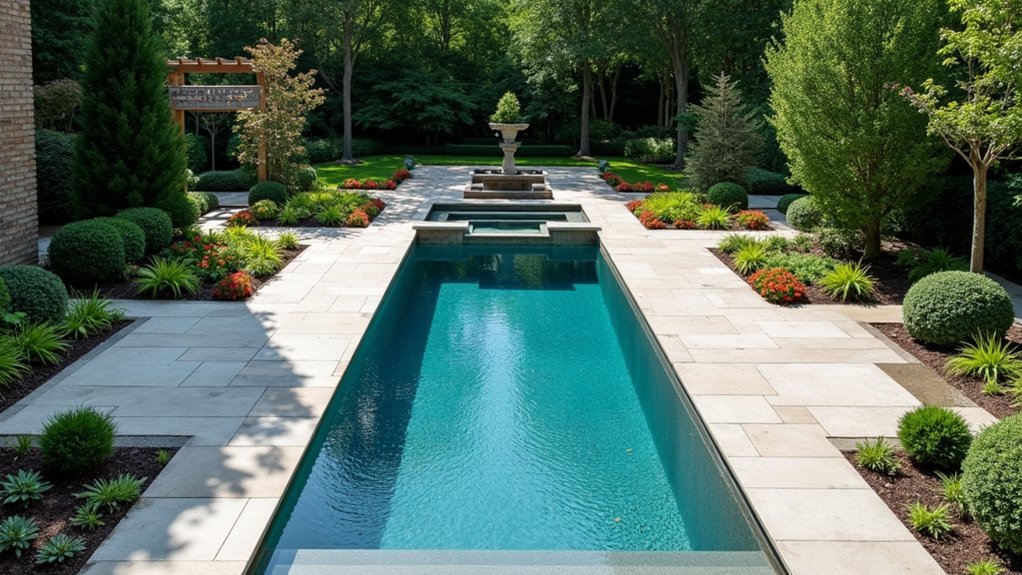18 Stylish Above Ground Pool Landscaping Designs That Impress Instantly elegant geometric pool designs