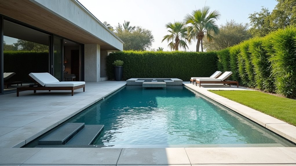 18 Pool Ideas With Hot Tub Features for Total Relaxation elegant geometric pool oasis