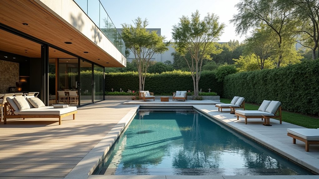 17 Bold Above Ground Pool Deck Multi Level Designs That Add Dimension elegant glass railings design