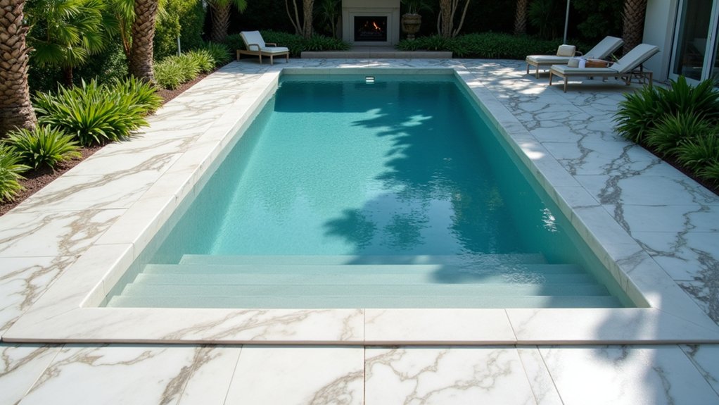 21 Crisp Pool Deck Edging Ideas That Define the Space elegant marble pool borders